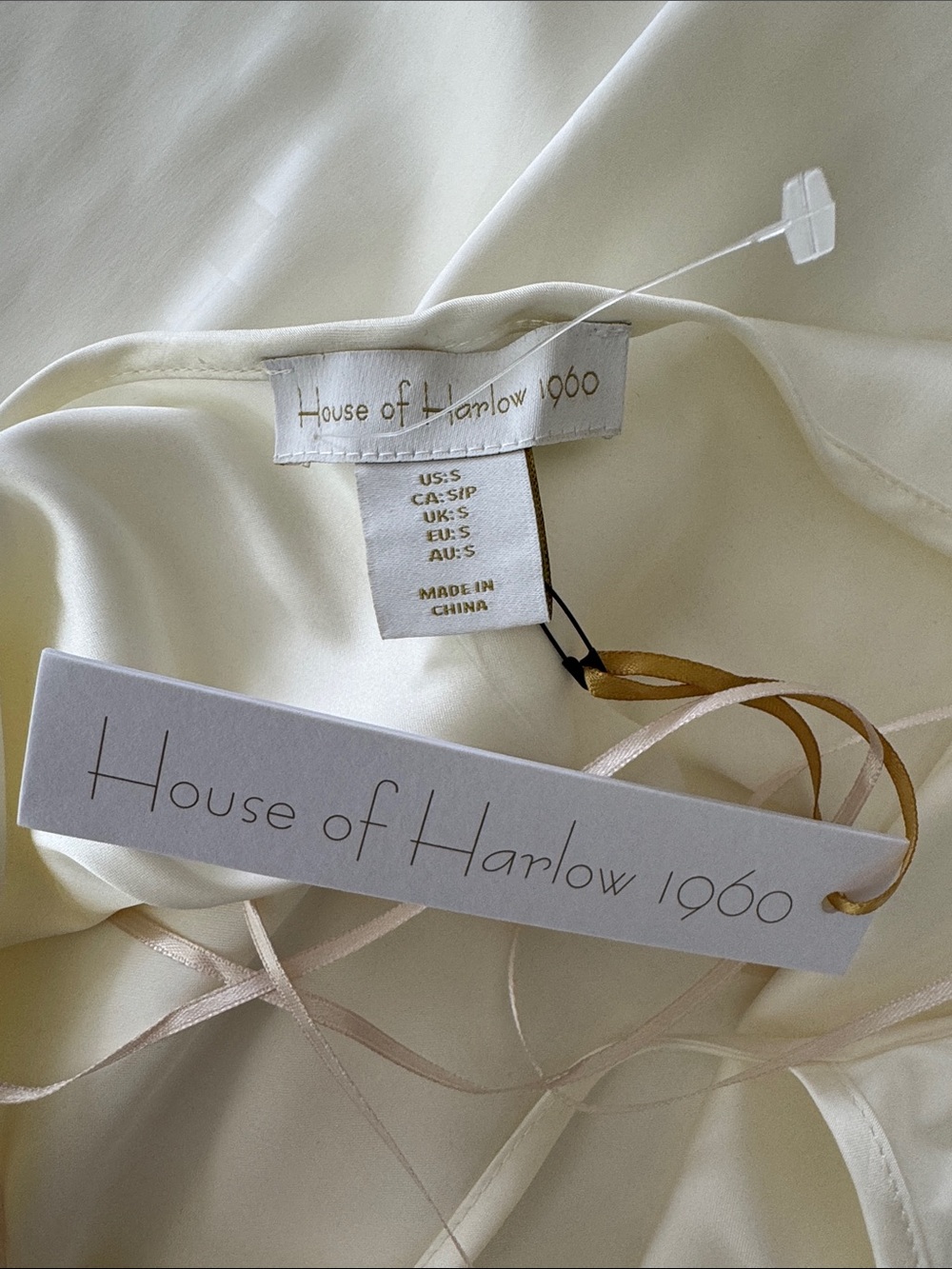 Revolve House of Harlow 1960 Halter Low Back Ivory Maxi Satin Dress Size S NWT - Picture 11 of 11